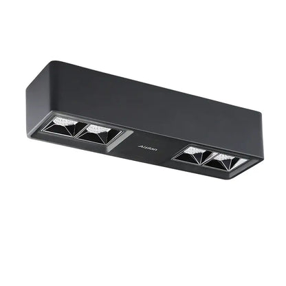 Black rectangular ceiling-mounted 24w cri97 square led surface mount downlight with dual geometric lenses
