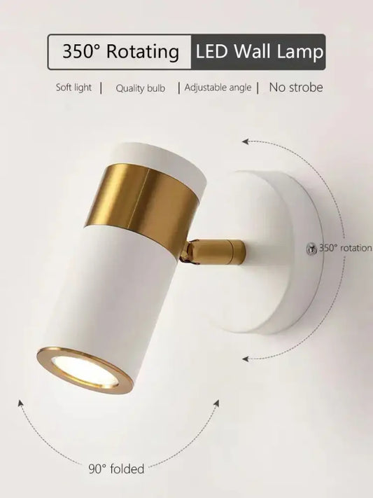 Modern white and gold wall lamp with 350 degree rotation and adjustable nordic led design for bedroom decorbites adjustable nordic