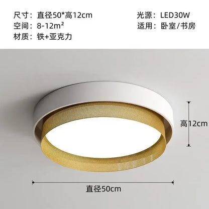 Modern white and gold circular metal grid ceiling light with led 30w bulb for bedroom decorbites circular metal design