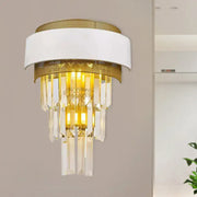 Modern wall lamp gold and white crystal wall sconce with droplets ideal for bedroom lighting
