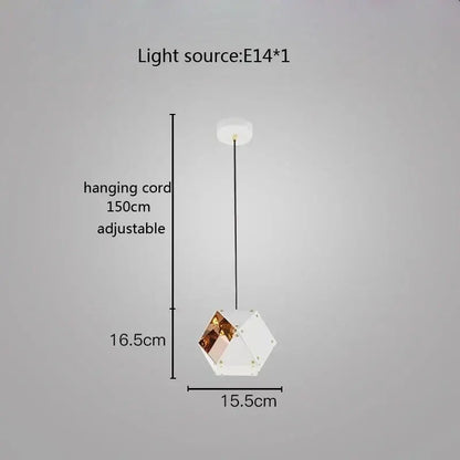 Modern white and copper geometric cube led pendant light with hexagonal design for dining room decorbites cube led pendant