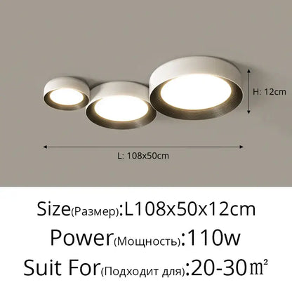 Modern white and gold decorbites circular chandelier features three circular led bulbs with a sleek metallic rim design