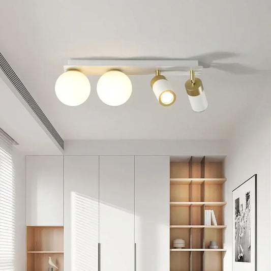 Modern white and gold glass ball led ceiling light with three spherical bulbs and two adjustable spotlights for living room decorbites glass ball ball led ceiling