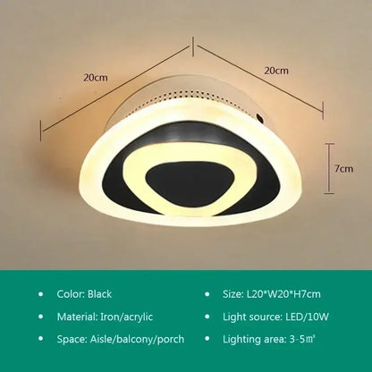 Black circular decorbites led ceiling light with modern concentric rings iron and acrylic construction