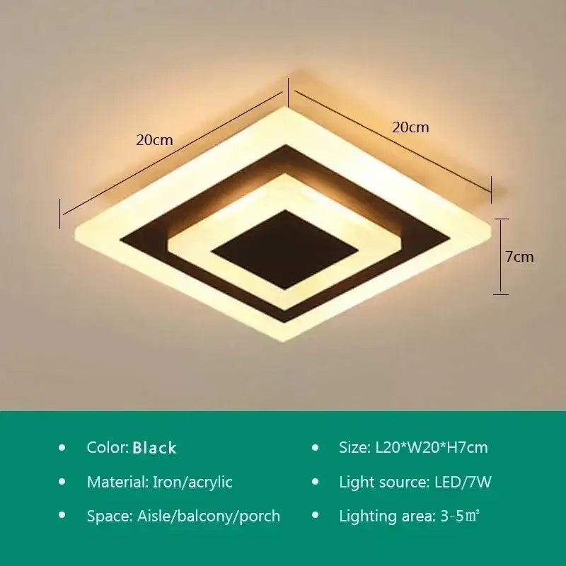 Black square iron and acrylic led ceiling light with modern layered design for decorbites led ceiling light collection