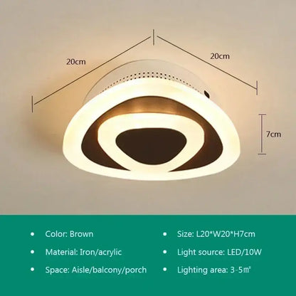 Brown circular modern ceiling light with iron and acrylic concentric rings decorbites led ceiling light design