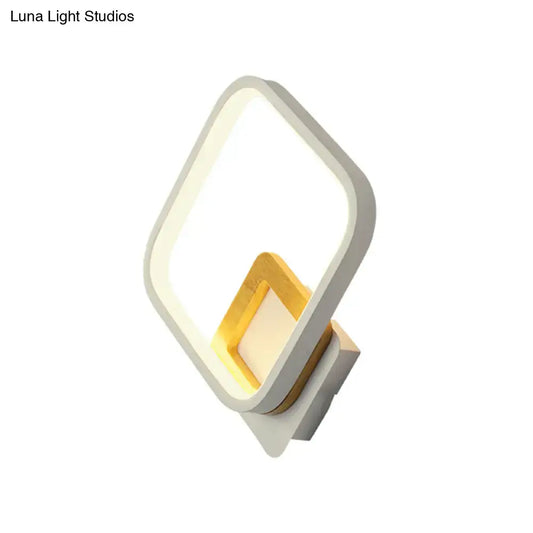 Modern white and gold geometric wall sconce minimalist white for bedroom with warm white light and sleek design