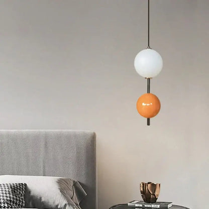 Modern white and gray glass pendant light with colorful ball led orbs for dining room decorbites pendant light
