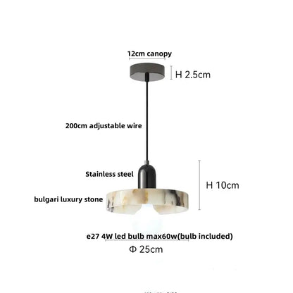 Modern white and gray marble pendant light with printed ball led shade and black stainless steel canopy for kitchen decorbites 3d printed design