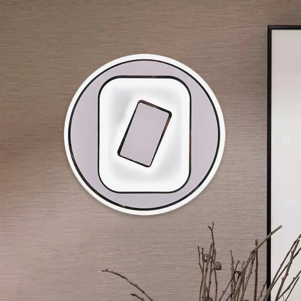 Modern white and gray sophisticated wall light with concentric rings and central panel for study room 110v-120v 220v-240v