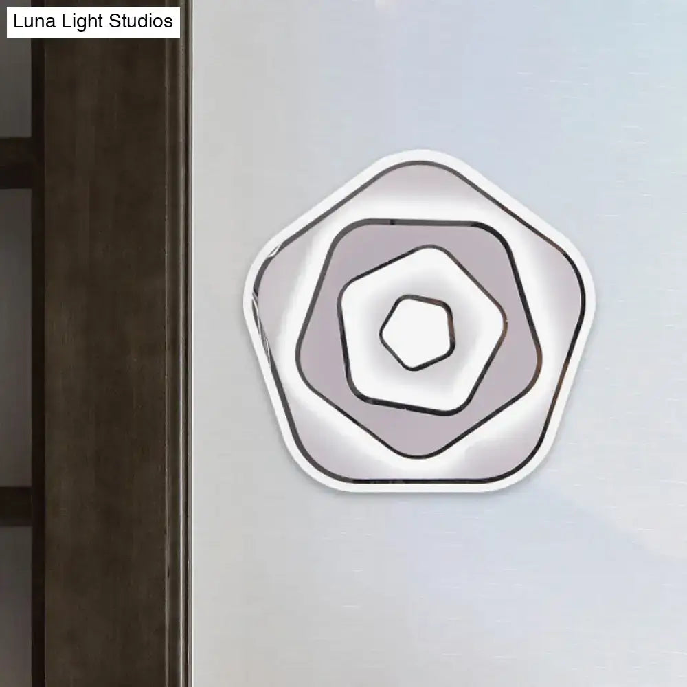Modern white and gray sophisticated wall light with hexagonal concentric rings for study room 110v-120v 220v-240v