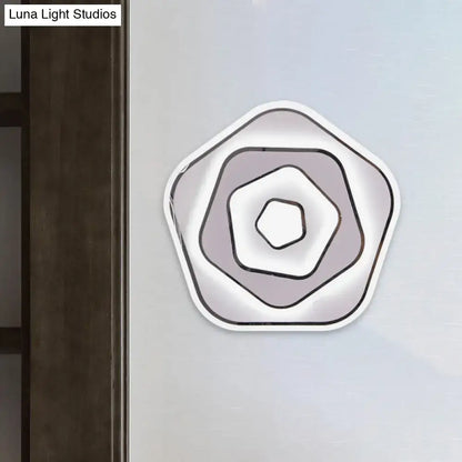 Modern white and gray sophisticated wall light with hexagonal concentric rings for study room 110v-120v 220v-240v