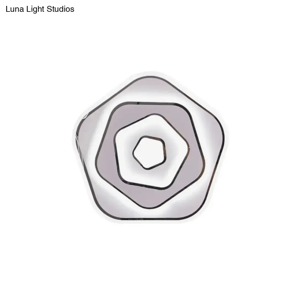 Silver hexagonal 110v-120v 220v-240v sophisticated wall light with concentric layers for modern study room