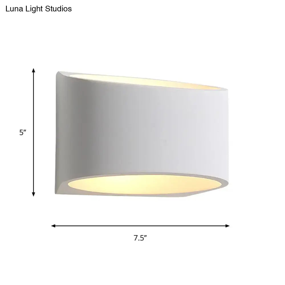Modern white gypsum led sconce light fixture with round gypsum led design and warm interior lighting for hallway walls