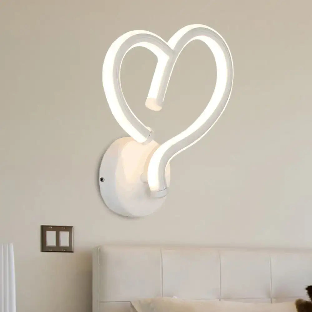 Modern white heart acrylic wall light fixture with sleek design ideal as a bedroom wall light or light fixture