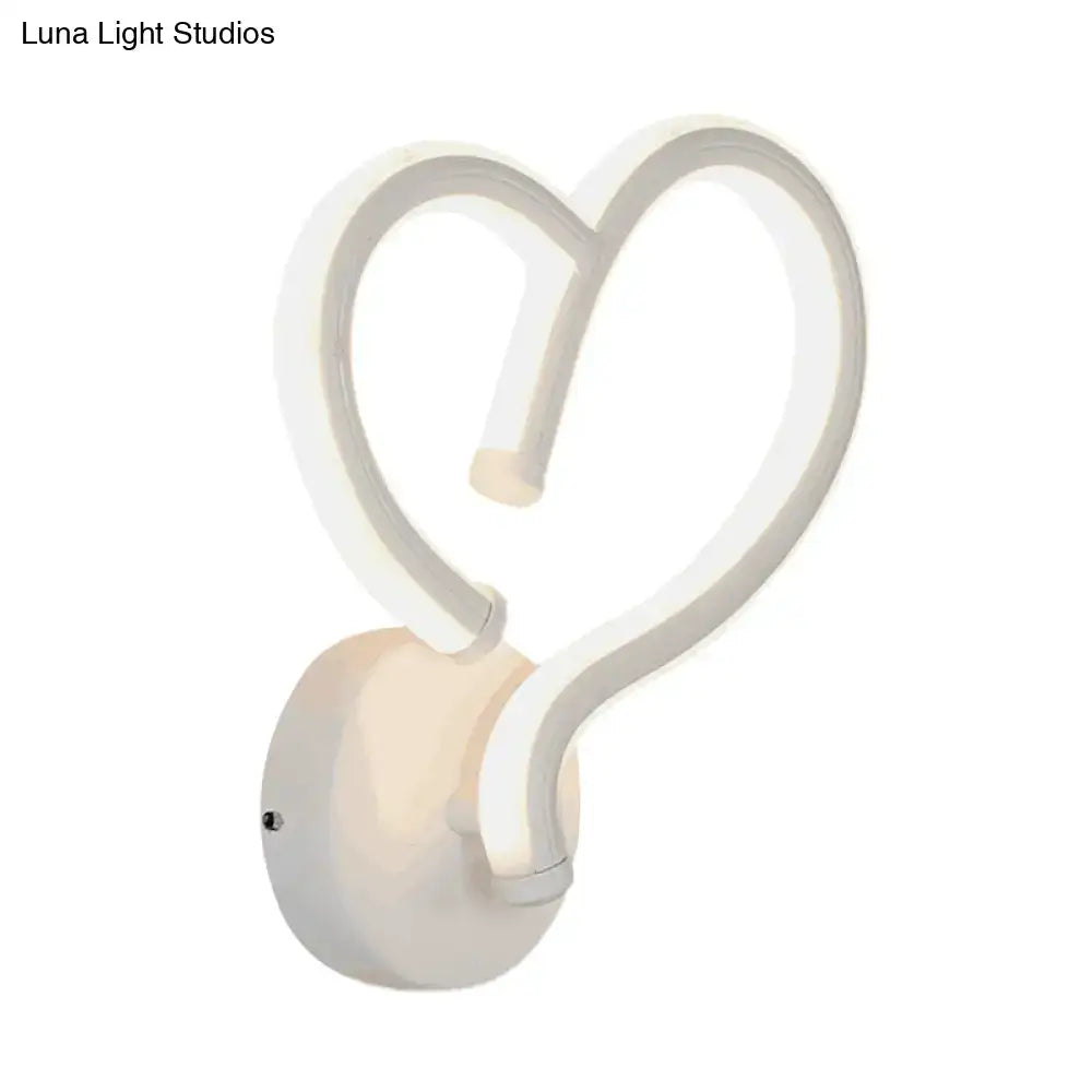 Modern white heart acrylic wall light fixture with sleek design and smooth finish for bedroom decor wall light