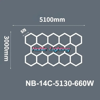 Modern white hexagon ceiling light nb-14c-5130-660w decorbites hexagon ceiling light 5100mm by 3000mm panel