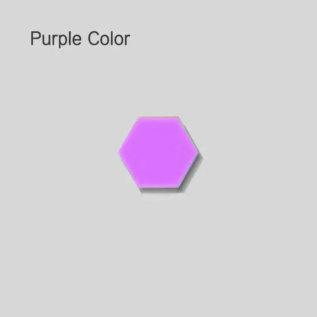 A solid purple hexagonal tile with a smooth glossy surface for modern white honeycomb modular quantum sconces led panel lights