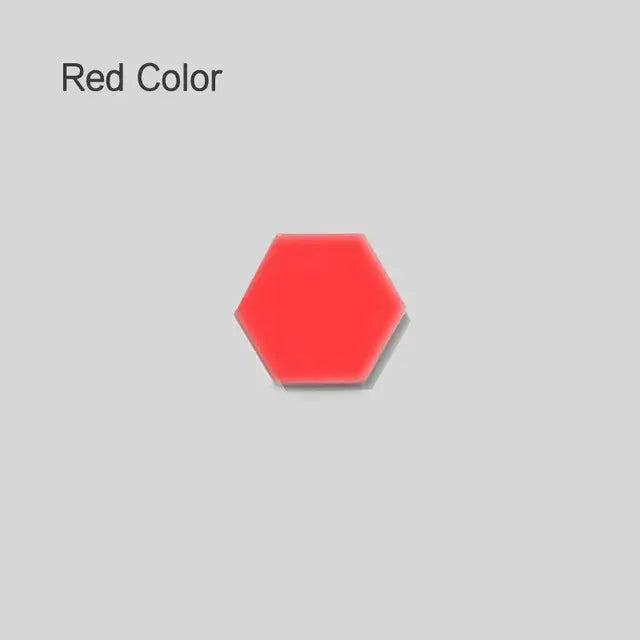 A vibrant red hexagonal tile with a glossy finish for modern white honeycomb modular quantum sconces led panel lights