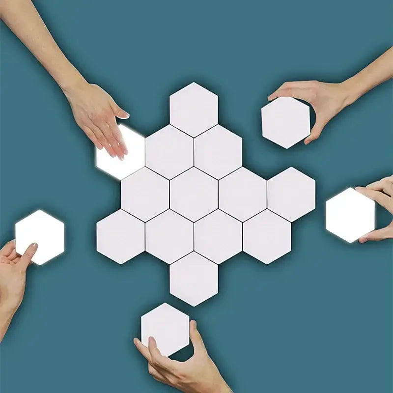 Modern white honeycomb modular quantum sconces led panels with a sleek, hexagonal design for bedroom lighting