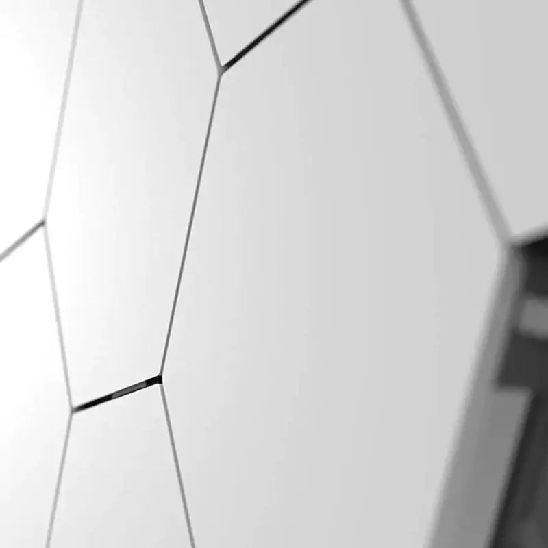 Modern white honeycomb modular quantum sconces led panel lights feature white hexagonal tiles with thin black grout lines