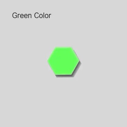 A bright neon green hexagonal tile with glossy finish for modern white honeycomb modular quantum sconces led panel lights
