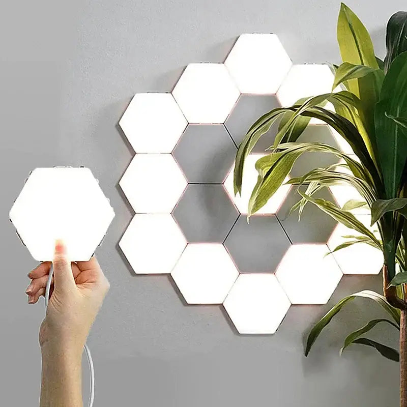 Modern white honeycomb modular quantum sconces led panels with hexagonal design for bedroom lighting