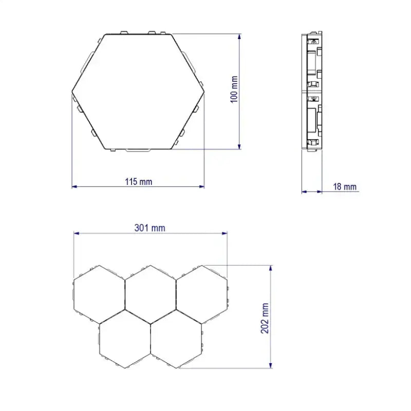 Modern white honeycomb modular quantum sconces led panel light with sleek hexagonal design and precise dimensions for bedroom