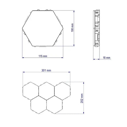 Modern white honeycomb modular quantum sconces led panel light with sleek hexagonal design and precise dimensions for bedroom