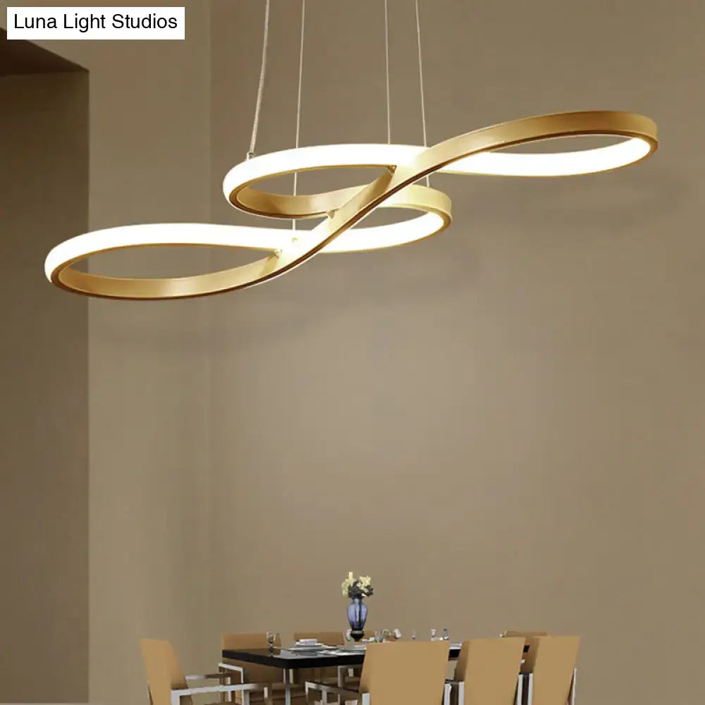 Gold-toned infinity pendant light with integrated led by DecorBites minimalist metal led island light with gear remote control