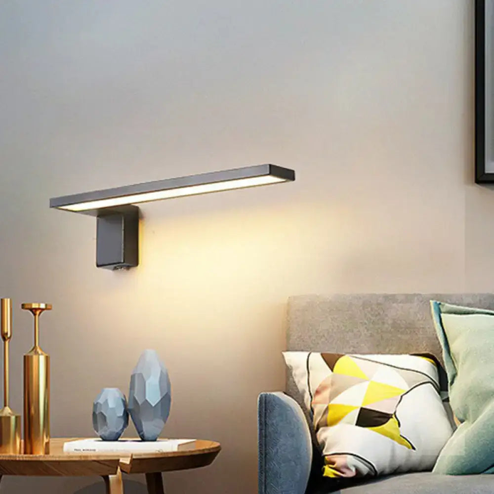 Modern gray rectangular led wall sconce with sleek minimalist design for living room geometric lighting