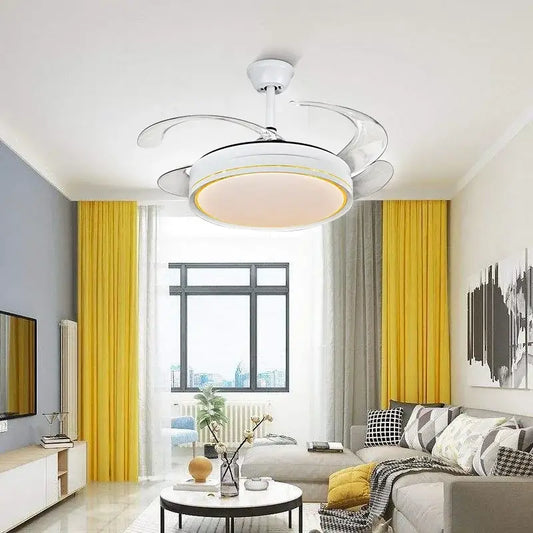 Modern white decorbites decor led ceiling fan with integrated led lighting and sleek curved blade design for living room decor