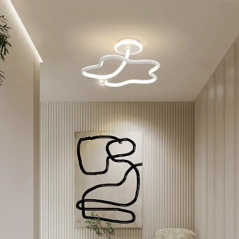 Modern white led ceiling light chandelier with crystal features a sleek cloud-like design for living room decorbites led ceiling