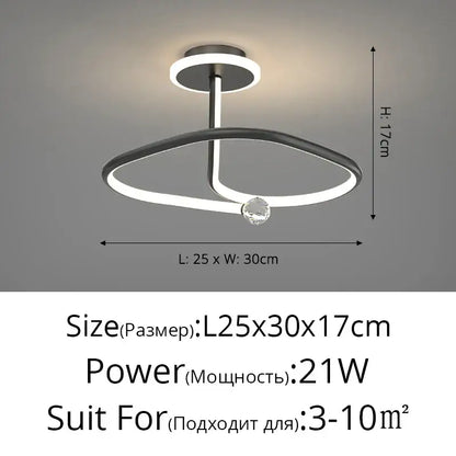 Modern white led ceiling light chandelier with crystal accent and black and white ring design for living room decorbites led ceiling