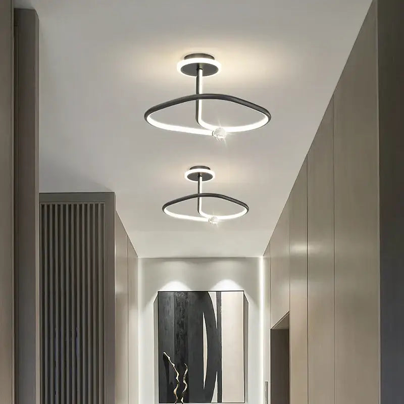 Modern black minimalist led ceiling light chandelier with sleek curved ring design for living room decorbites led ceiling