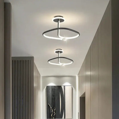 Modern black minimalist led ceiling light chandelier with sleek curved ring design for living room decorbites led ceiling