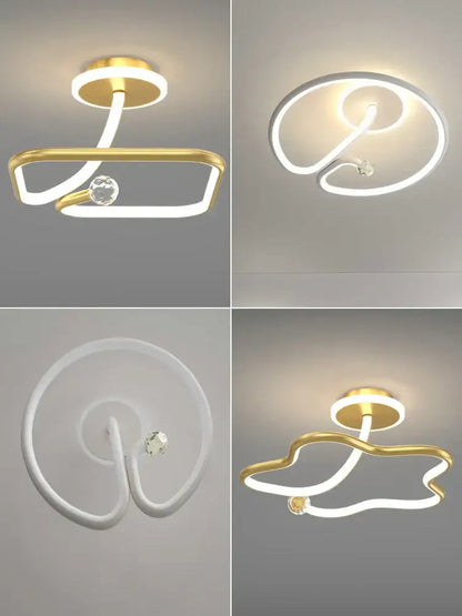 Modern white led ceiling light chandelier with crystal accent and sleek curved design for living room decorbites led ceiling