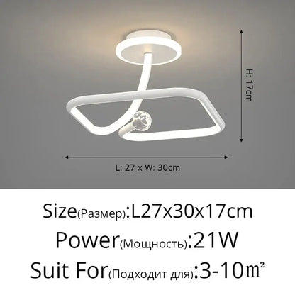 Modern white led ceiling light chandelier with sleek curved design and clear crystal accent for living room decorbites led ceiling