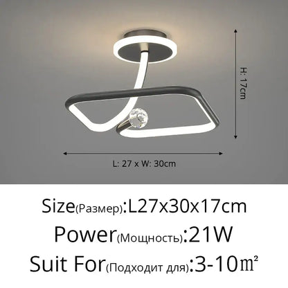Modern white led ceiling light chandelier with curved black and white led elements and crystal bead for living room decorbites led ceiling