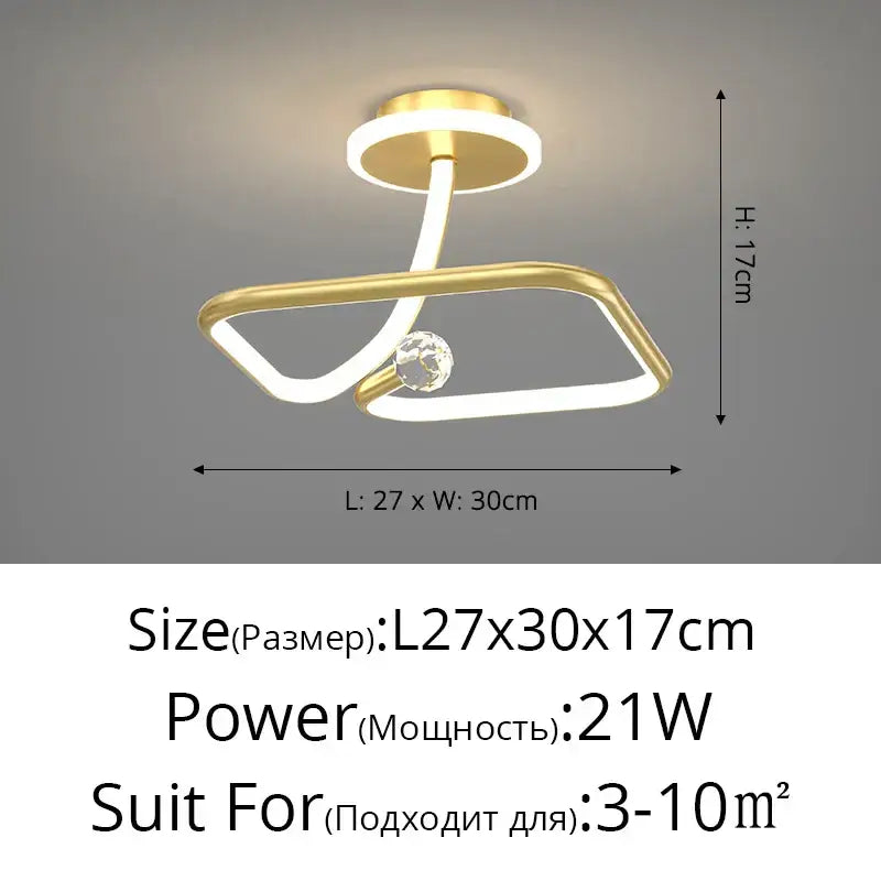 Modern white led ceiling light chandelier with gold finish crystal accent for living room decorbites led ceiling lighting