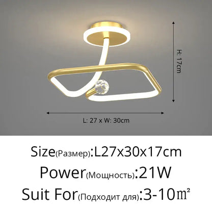 Modern white led ceiling light chandelier with gold finish crystal accent for living room decorbites led ceiling lighting