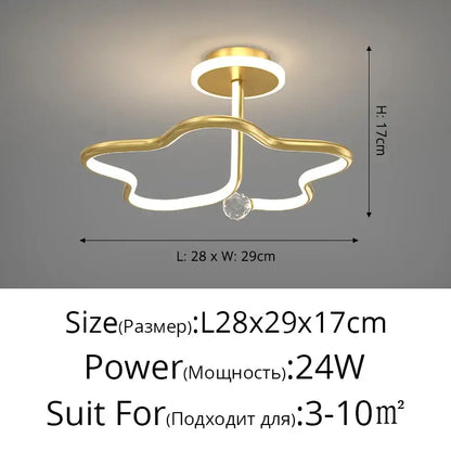 Gold-colored modern led ceiling light chandelier with sleek curved design and crystal accent for living room decorbites led ceiling
