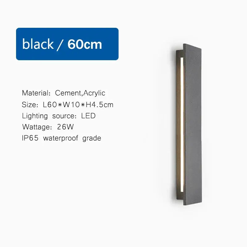 Black 60cm slim modern decorbites led limestone sconce made of cement and acrylic for garden porch wall light decorbites led