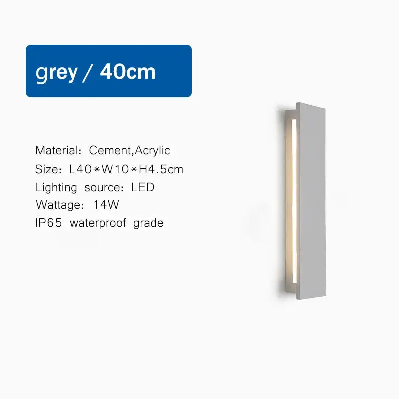 A sleek grey decorbites led limestone sconce wall light made of cement and acrylic for modern garden porch decor