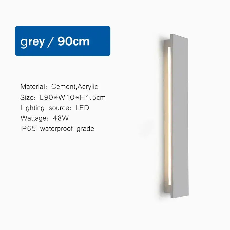 Modern white led limestone sconce with sleek grey 90cm cement and acrylic design by decorbites led limestone