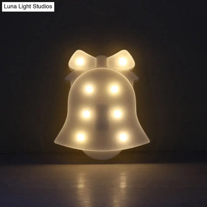 Modern white led reindeer nightstand light with translucent bell shape bow top and six warm bulbs christmas element remote control