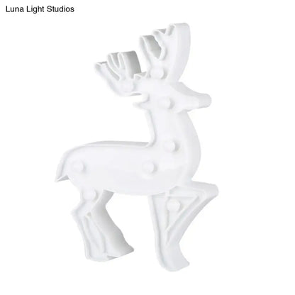 Modern white resin reindeer figurine with embedded led lights serving as a nightstand light and christmas element with remote control