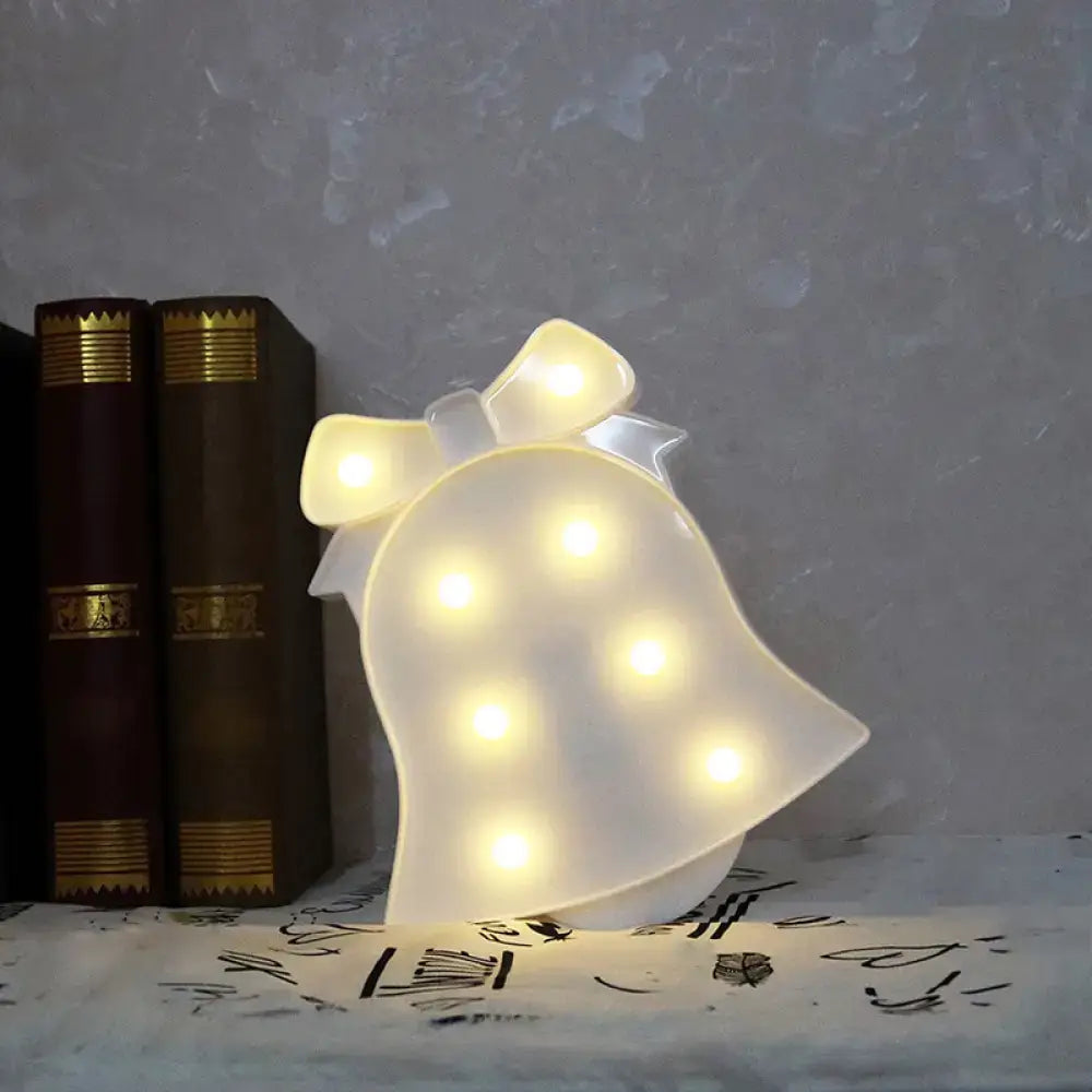Modern white led reindeer nightstand light with warm lights and bow top christmas element with remote control