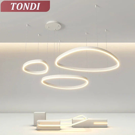 Modern White LED Ring Pendant Chandelier - Decorbites