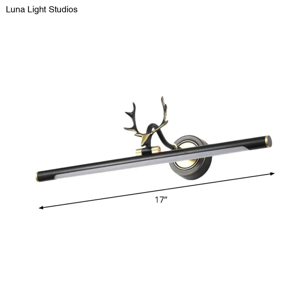 Modern white led toilet vanity light with black metal shade featuring black and gold deer antler-themed wall sconce design 220v-240v 110v-120v